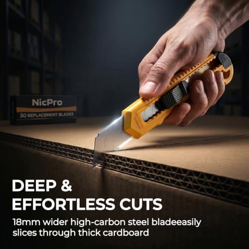 Nicpro 15 Pack Utility Knives with 30 PCS Extra Blades, Plastic Box Cutters - style: 15 Pack（18 mm）