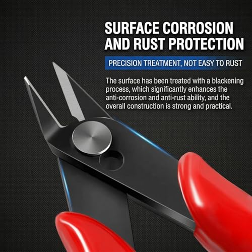 Precision Flush Cutter: 5-Inch Micro Wire Clipping Tool for Jewelry Making, DIY Crafts, and Electronics - Professional Mini Side Snips for Plastic Models, Zip Ties, and Hobby Projects (Red) - color: Red