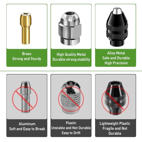 Drill Chuck Collet Set for Dremel, 15PCS Chuck Collet Kit, 0.8-3.2mm Shank Replacement 4486 Rotary Tool Keyless Quick Change Chuck Accessory with Replacement 4485 Brass Collet Metal Nut