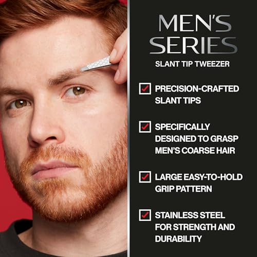 Revlon Men's Series Slant Tip Tweezer, Silver, 1 Count