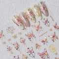 Butterfly Nail Art Stickers Decals 5D Butterfly Nail Stickers Pink Seashell 5D Embossed Shinny Butterflies Nails Design Decals Butterflies Stickers for Women DIY Manicure Nails Art Decorations - style: pink butterfly