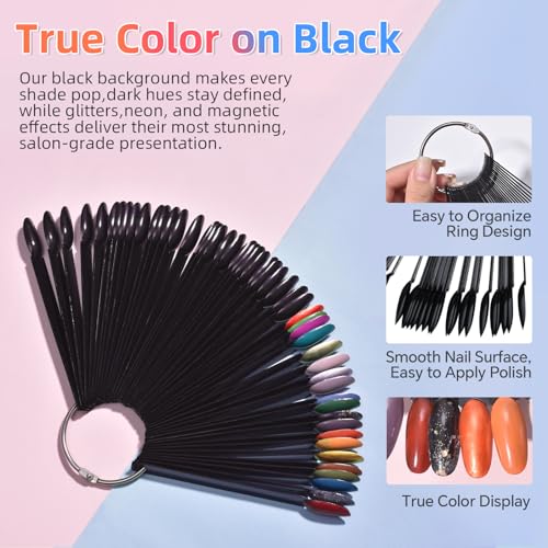 100 Tips Black False Nail Tip Sticks Fan-shaped Nail Practice Sticks - size: Oval 50tips*2
