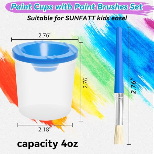 8 Paint Brushes,8 Paint Cups with Lids
