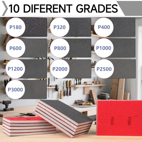 24Pcs Sanding Sponge 600 Grit Wet Dry Soft Foam Hand Sander Block - size: 24pcs 600 Grit, style: Aluminum