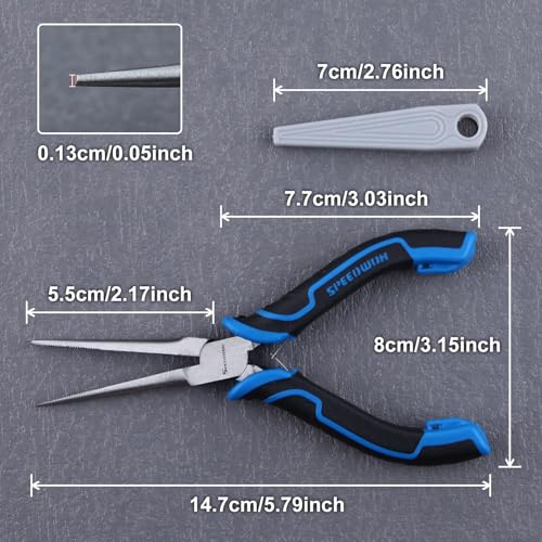 SPEEDWOX Mini Needle Nose Pliers Serrated Jaw Fine Tips TPR Handle - style: Needle Nose Pliers Serrated Jaw with Cover