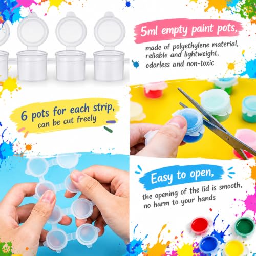 Patelai 100 Strips Empty Paint Pots with Lids Containers,3 Ml/ 0.1 Oz - size: 3 ml/ 0.1 oz