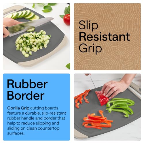 GORILLA GRIP Cutting Board Set of 3, Slip Resistant & Nonporous Gray Almond - color: Gray/Almond