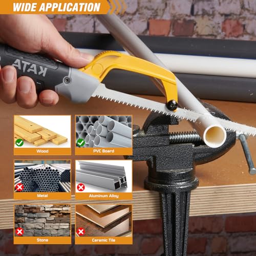 KATA 10 Inch Mini Hacksaw for Metal & Wood Cutting with 4-Piece Blades - size: 10 Inch (4 Blades)