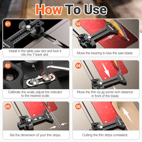 Preciva Thin Rip Table Saw Jig - 3 Pulleys Thin Rip Jig for Making Repetitive Narrow Strip Cuts, Table Saw Guide Fits for 1/4“ x 3/8” T Slot and 3/8“ x 3/4” U Slot T Slot Black - color: Black02