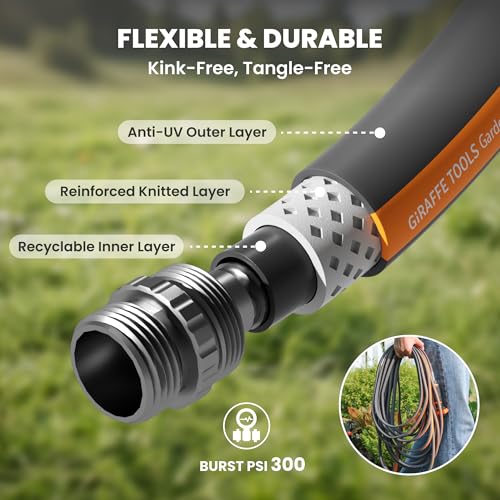 Giraffe Tools 10FT Garden Hose Lay Flat Lightweight Flexible Water Hose - size: 10FT