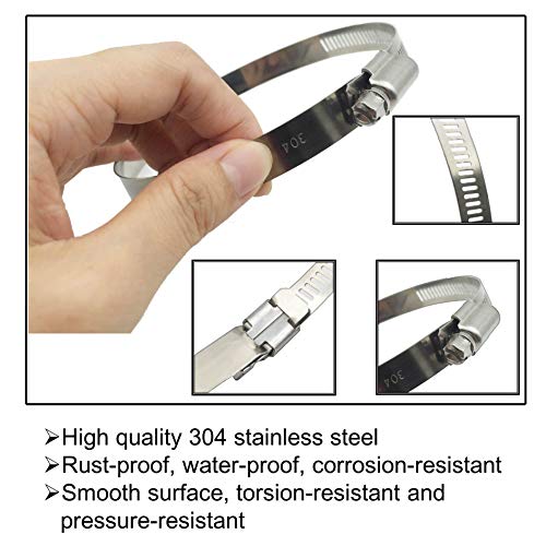 4 Inch Adjustable 304 Stainless Steel Duct Clamps Hose Clamp (8Pcs) - size: 4" -8Pcs