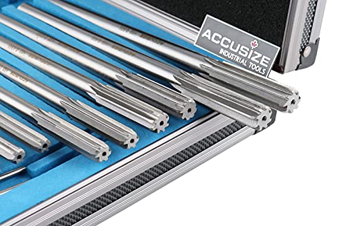 Accusize Industrial Tools Chucking Reamer Set, 0.1240" to 0.5010", 14 Pc - size: Over & Under Size 0.1240"-0.5010"