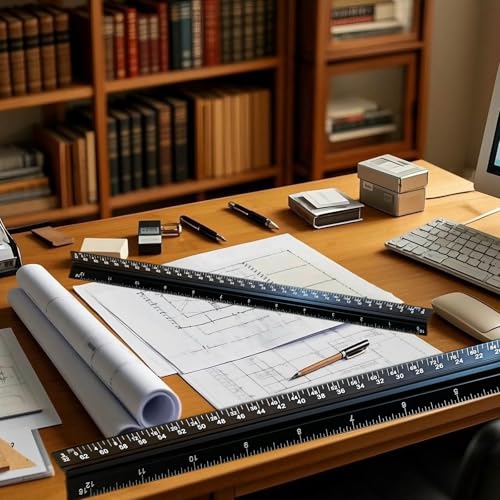 Architectural Scale Ruler, Imperial Measurement, Architect Triangular Ruler - color: Black