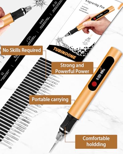 Engraving Pen for Metal Wood Glass Plastic, Engraving Tool 44Kits, 5 Speeds Up to 30000RPM, USB Rechargeable Engraver Kit Craft Gifts for Teens Adults Beginner with Guide Book
