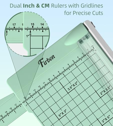 Firbon 12" Guillotine Paper Cutter with Hidden Ruler, Compact Paper Trimmer - color: Morandi