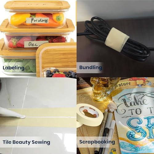 TAPEBEAR General Purpose Masking Tape Beige White 2" x 60Yards x 6Rolls - size: 2" x 60Yards x 6Rolls