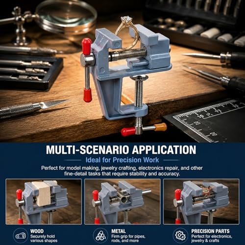 Mini Bench Vise, 360° Rotating Aluminum Table Clamp for Jewelry DIY