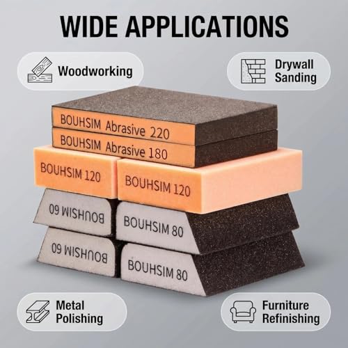 6 Pack 60 grit Sanding Sponges,Washable and Reusable Handmade Sandpaper Blocks,Versatile Sanding Blocks for Wood, Drywall Sanding Block, Metal dedusting&Drywall Sanding Sponge Pads - size: 6 Pack 60 grit