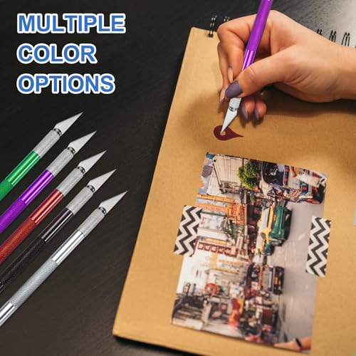 MECCANIXITY 4 Pcs Exacto Knife, Craft Hobby Knife with 40 Exacto Blades(#11) Profession Craft Knives for Crafting, Modeling, Scrapbooking (Purple) - color: Purple