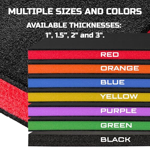 ONREVA Tool Box Foam Organizer 16x12x2 inch 3 Pack, Black with Red