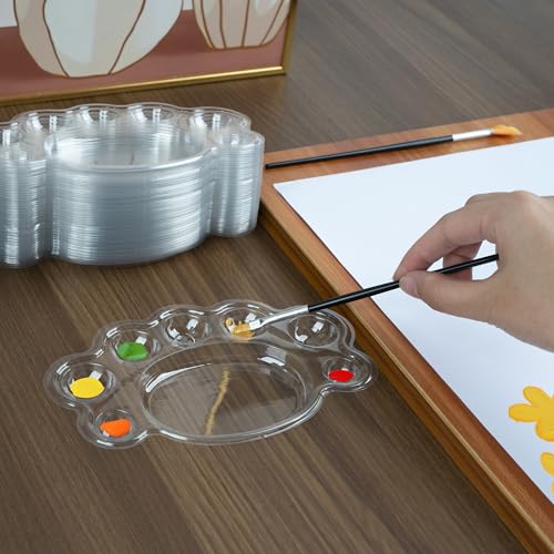 SHIDOW Foot-Shaped 8-Well Disposable Paint Palette Trays, Clear, 50 Pcs - color: 8 Well