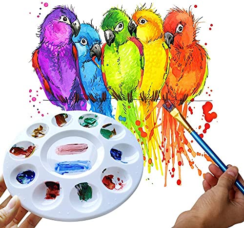10Ps Paint Tray Palette,Plastic Round Pallet for Kids or Pupils to Painting - color: 10pcs