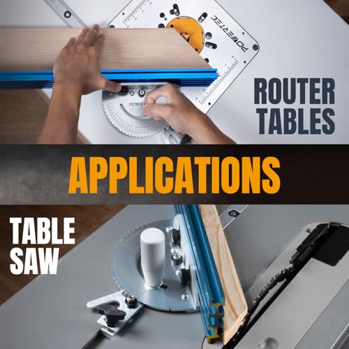 POWERTEC Universal Table Saw Miter Gauge and Aluminum Miter Bar, 27 Angle Stops Miter Gauge, Works w/Table Saws, Band Saw, Router Table (71142) - style: 27 Angle Stop Miter Gauge