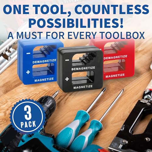 Magnetizer & Demagnetizer Tool Set, Red, Black & Blue, 3 Pack - color: Red, Black, Blue