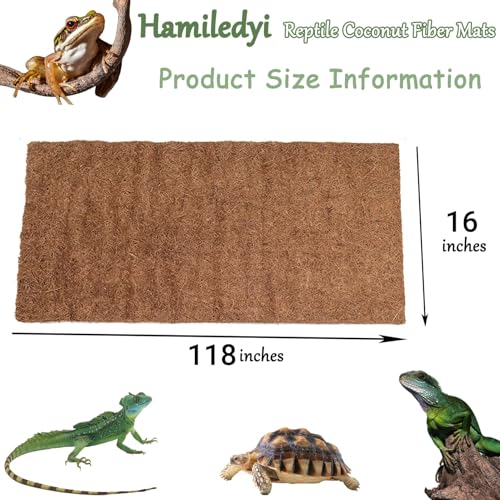 Hamiledyi Reptile Carpet 118"L x 16"W Natural Coconut Fiber Tortoise Carpet - size: 1 Pack/118 x 16 Inch