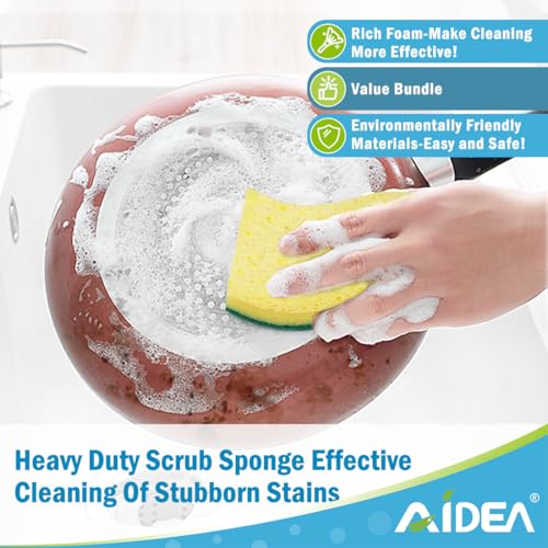 AIDEA Sponges Kitchen-24Count, Heavy-Duty Scrub Sponges, Sponges for Dishes - color: Light-green-standard