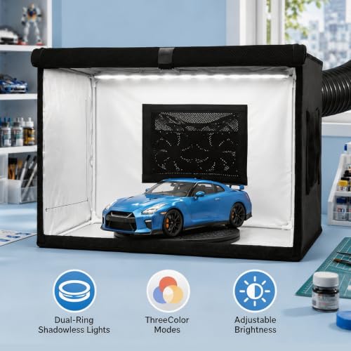 Airbrush Spray Booth with Dual Exhaust Fans, Portable Paint Booth