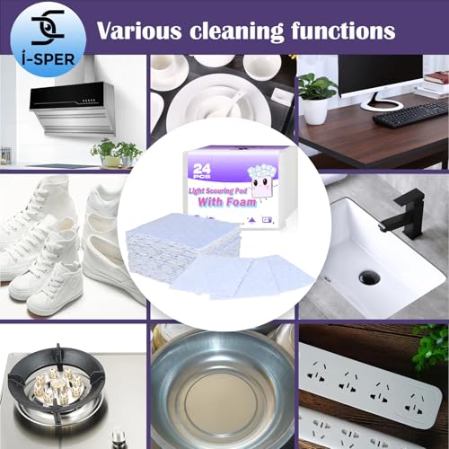 24 Pack Scouring Scrub Pad Singles with Foam | Multi-Surface | Non-Scratch - size: 24 PCS