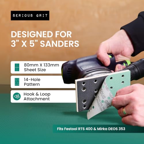 Serious Grit - 3" x 5" (80x133mm) 14-Hole P800 Grit Sandpaper - 50 Pack Box - style: 800 Grit