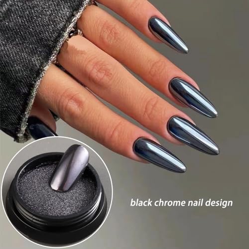 Fcozpjk Chrome Nail Powder Set 6 Colors Rose Gold Bronze Black Chrome - color: Classic Chrome