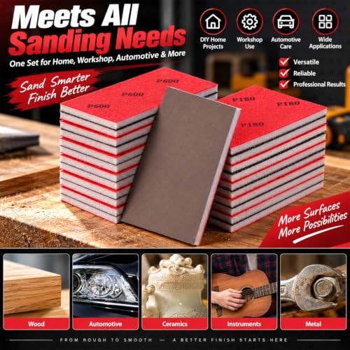 24 Pcs 1200 Grit Sanding Sponges, Wet Dry Sanding Blocks for Polishing - size: 24 PCS-1200 Grit
