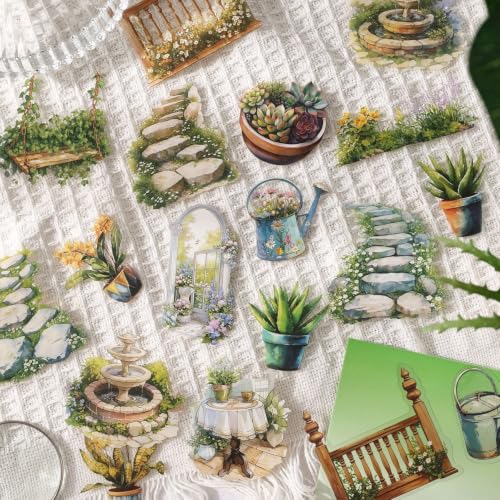 102 Pcs Landscape Scenery PET Stickers, Aesthetic Garden Decals Set - color: A Flower in Another World