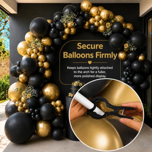 LemonRoad 10 Pack Large Balloon Arch Clips Spring Clamp for Backdrop, Black - color: Black