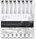 Ohuhu Fineliner Micro Drawing Pens: 8-size Tips (Ultra-fine, Fine & Brush)