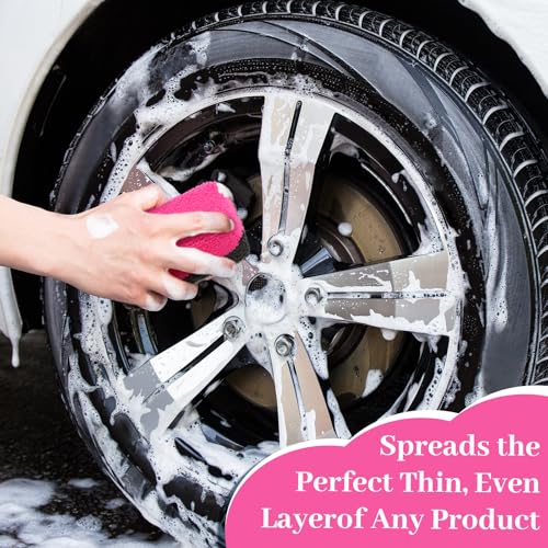 Mudder 24 Pack Microfiber Applicator Pad for Ceramic Car Wax, Pink and Gray - color: Pink and Gray