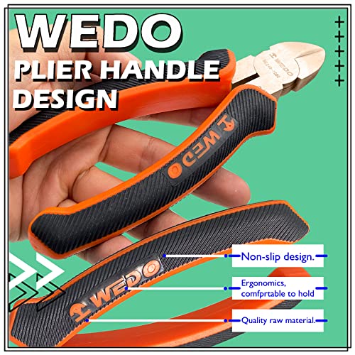 WEDO Non-Sparking Diagonal Cutting Pliers 8”, Spark-Free Side Cutters Pliers, Wire Cutters, Flush Cutting,BAM Certificate, Beryllium Copper, For Electrical and Homes - color: Beryllium Copper, size: 8"