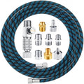 Hotop 10 ft Airbrush Hose Nylon Braided Hose Standard 1/8" - 1/4" Adapter - color: Blue-Black, style: 9.8 ft