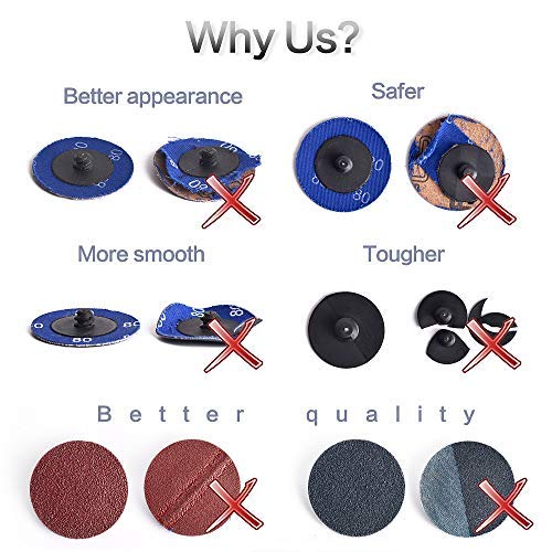 60Pcs 2 Inch Sanding Disc Set, Quick Change Disc Combination, 1/4 Inch Hold Fits Various Grinder. Widely Used for Surface Conditioning, Striping, Polishing, Finishing and Rust Paint Removal - style: 60Pcs Quick Change Discs 2 Inch(Nylon main)