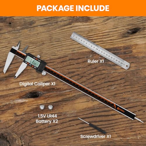 HARDELL Digital Caliper 12 Inch, Micrometer Calipers with Large LCD Screen (Pack of 2) - size: 12 Inch (Pack of 2)