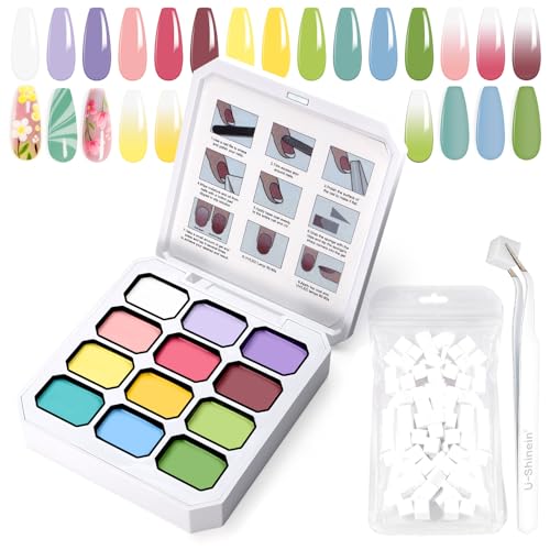Gradient Painting Gel, 12 Bright Colors Ombre Gel Nail Polish - color: Solar Flare Set