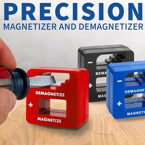 Magnetizer & Demagnetizer Tool Set, Red, Black & Blue, 3 Pack - color: Red, Black, Blue