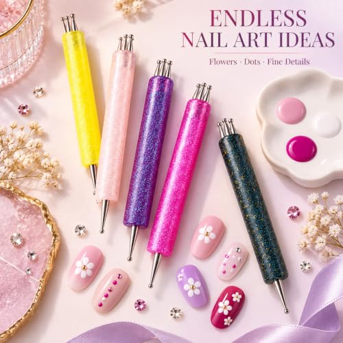 Flower Nail Dotting Pen, 5PCS Dual-Ended Nail Design Tools - color: NO12