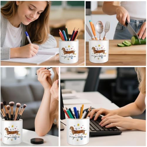 Large Capacity Ceramic Pen Holder, Dachshund - color: Dachshund