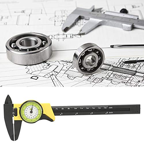 0-150Mm Plastic Dial Vernier, Caliper Measuring Tool Plastic Dial Caliper Caliper Ruler Roofessional Measure Tool (Yellow (Imperial))