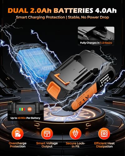 21V Cordless Drill Set with Case | Easy to Control & Lightweight - size: Standard Kit