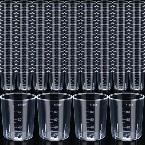 Konohan 300 Pack 3.4oz/ 100 ml Plastic Measuring Cups Clear Disposable - size: 3.4oz/ 100 ml